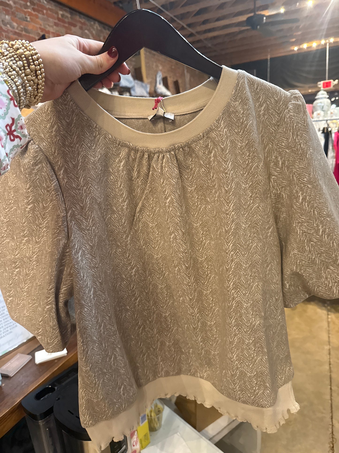 Tan Short Sleeve Sweater
