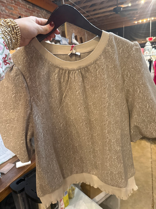 Tan Short Sleeve Sweater
