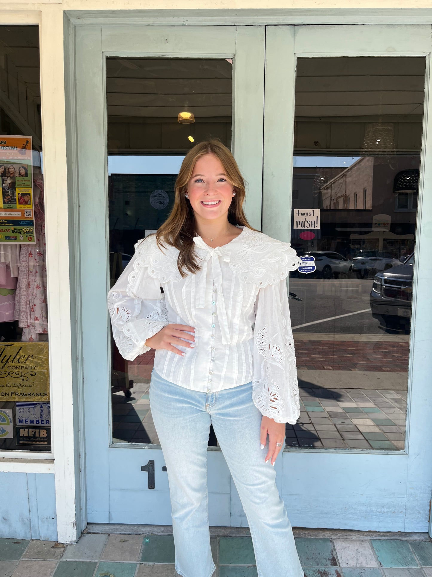 Cece White Long sleeve Blouse