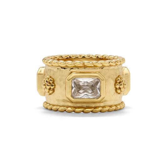 Berry Hammered Band with Clear Cubic