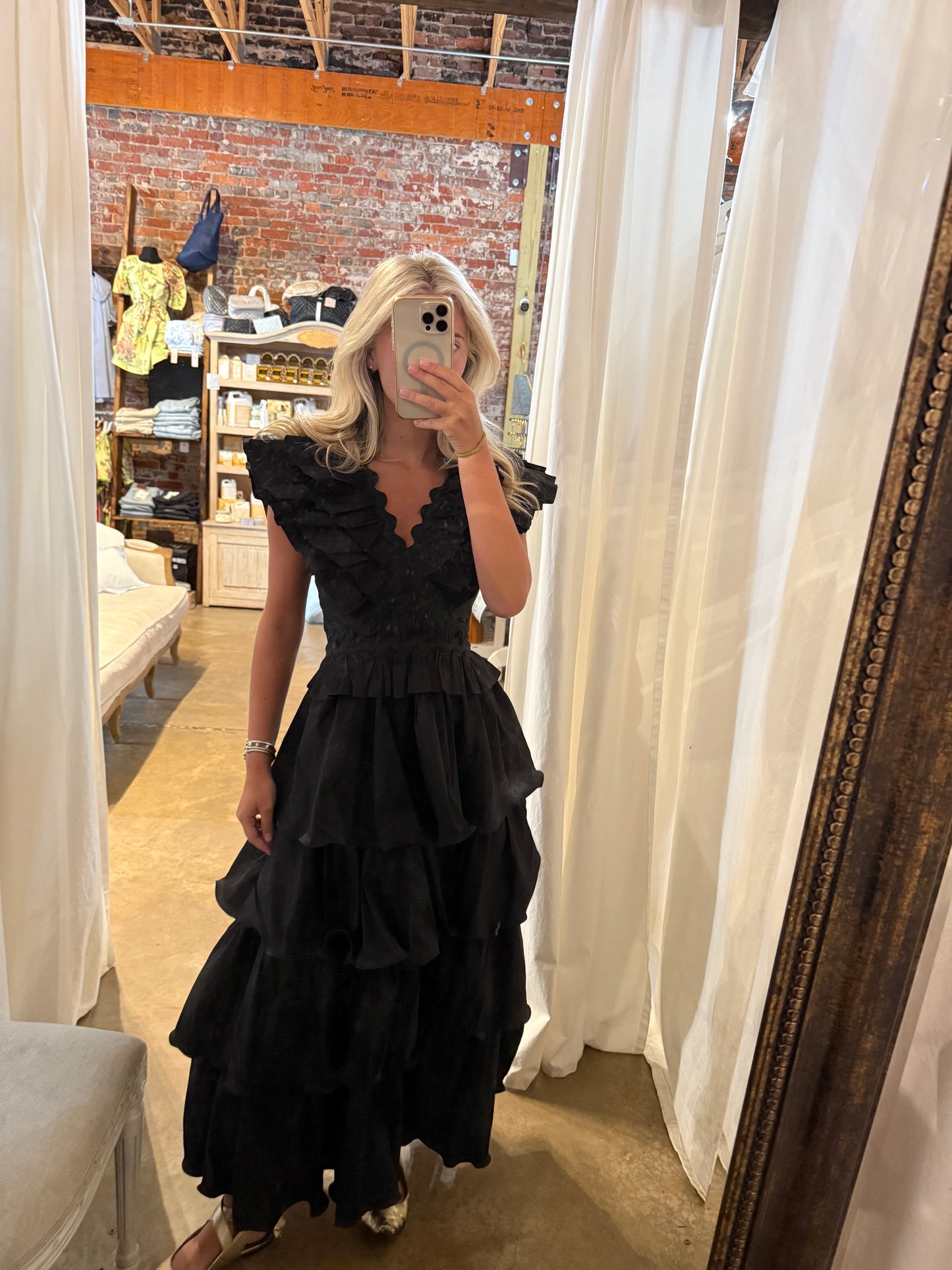 Black Cecil Ruffle Dress