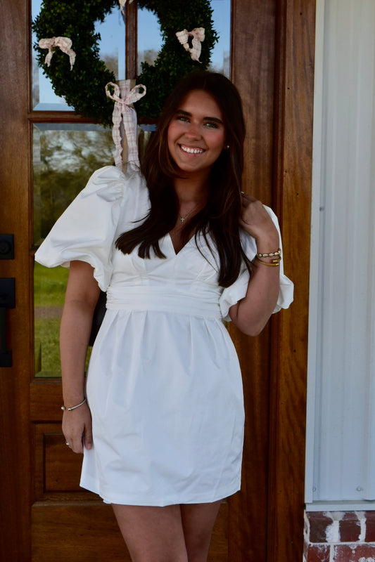 White Bow Back Dress