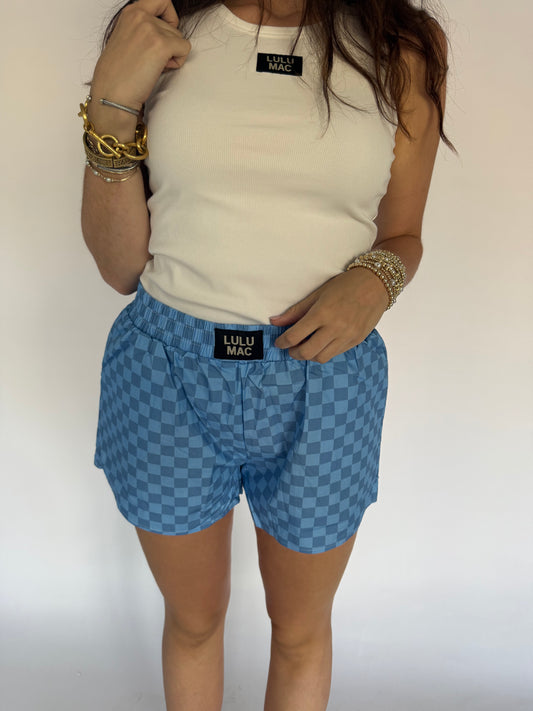LULU MAC blue Checkered Shorts