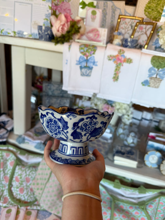 Blue and White Footed Bowl