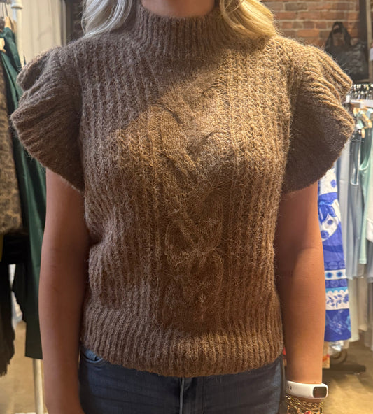 Mocha Ruffle Sweater Vest