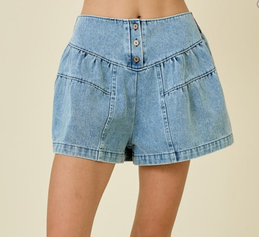 Button Front Denim Shorts