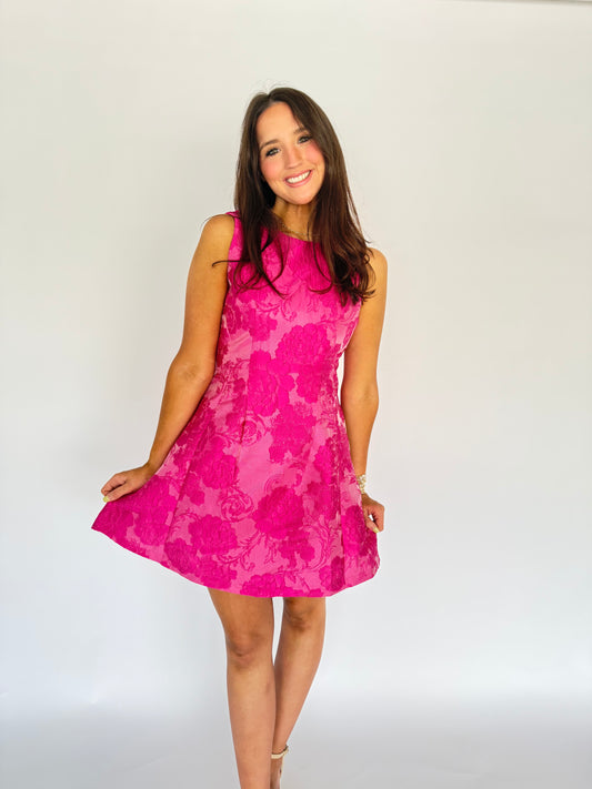 Hot Pink Textured Mini Dress