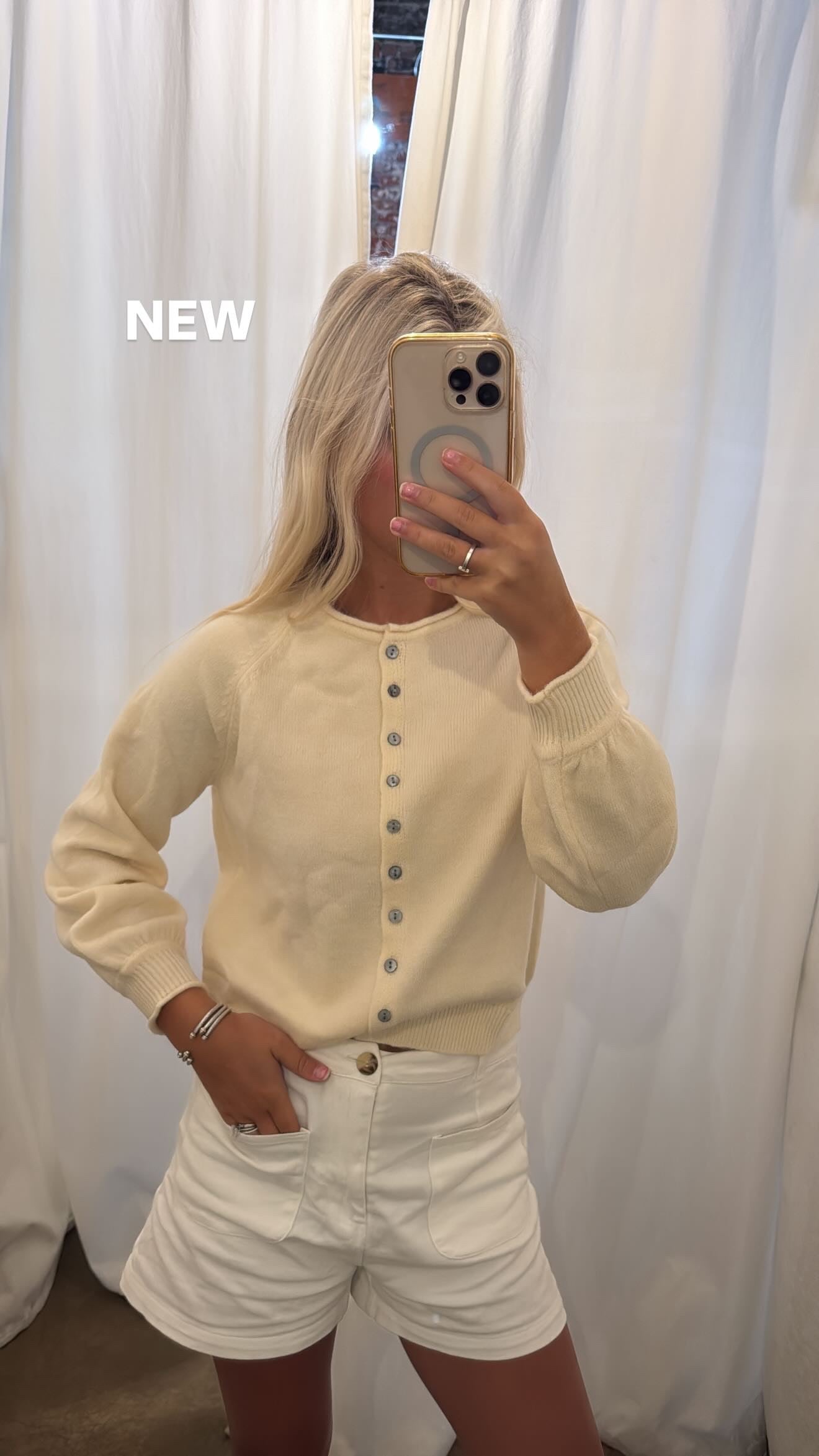 Cream Button Cardigan