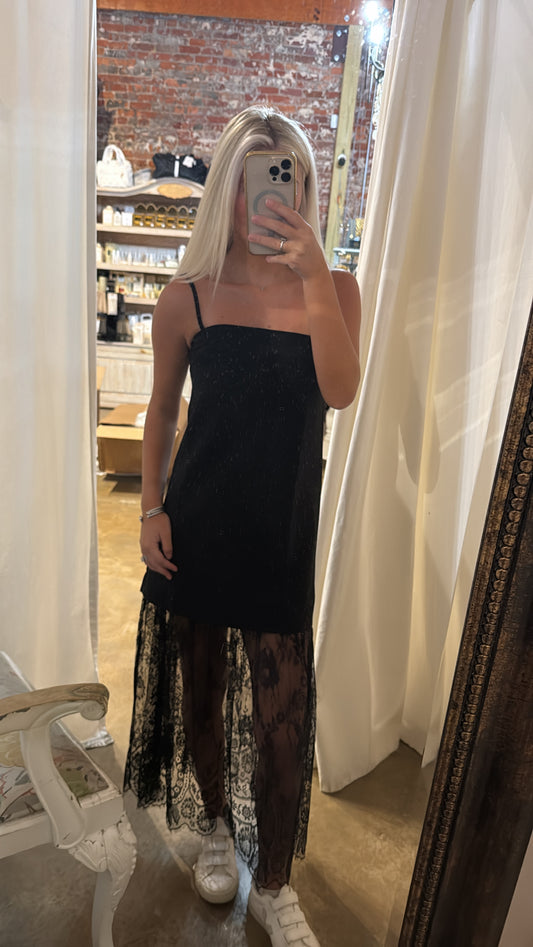 Lace Trim Midi Dress