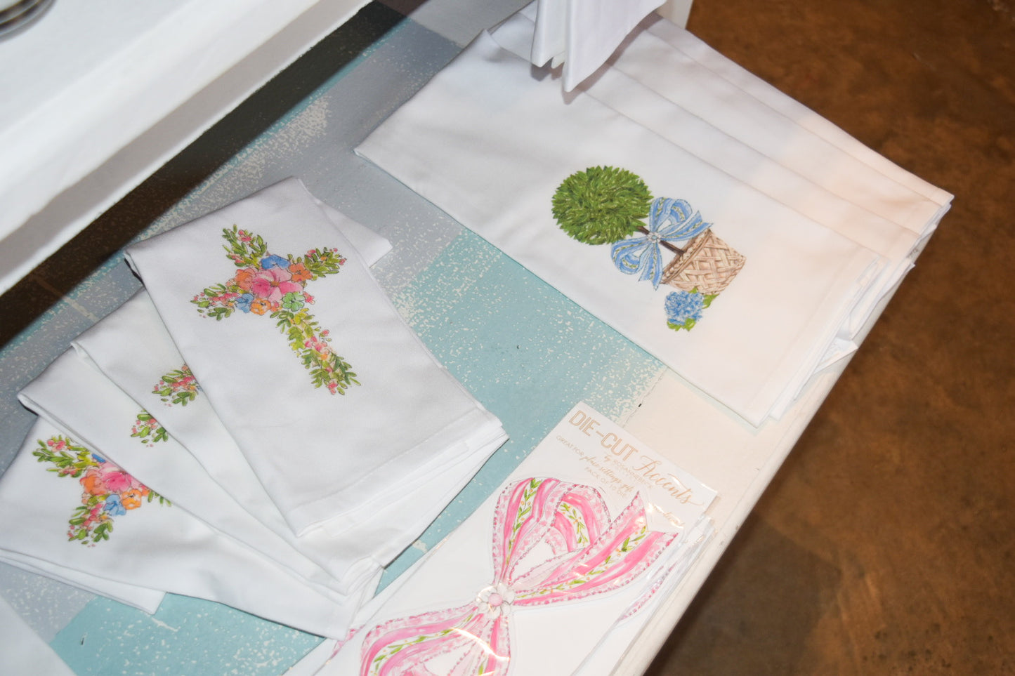 Spring Floral Cross Kitchen Towel