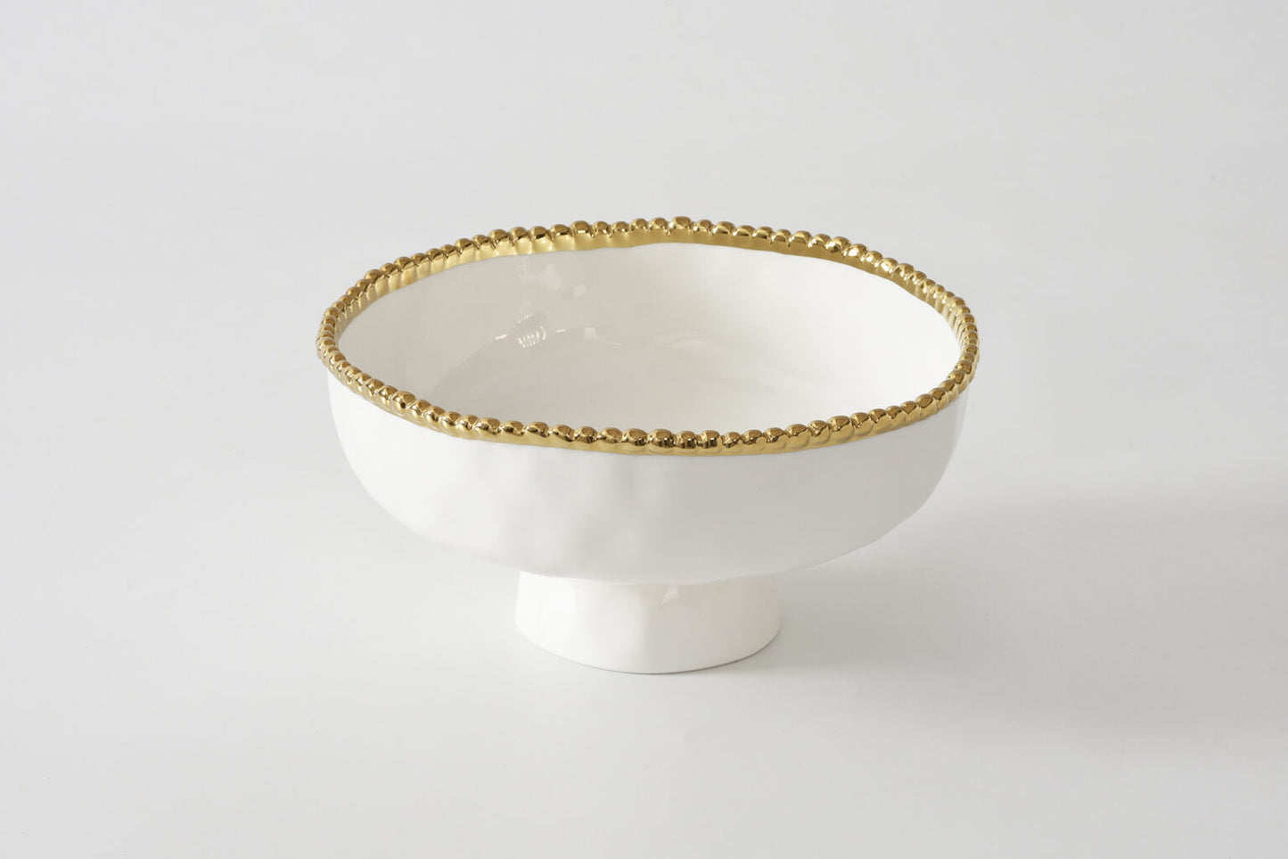 Pampa Bay Footed Bowl Gold and White CER2849WG