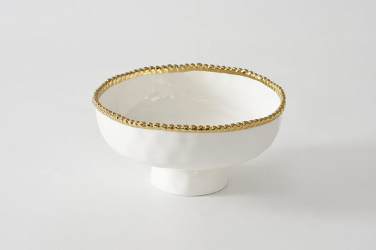 Pampa Bay Footed Bowl Gold and White CER2849WG