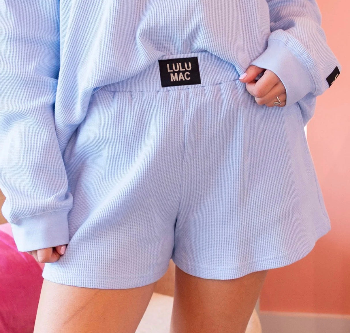 LuLu Mac Light Blue Waffle Shorts