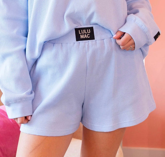 LuLu Mac Light Blue Waffle Shorts