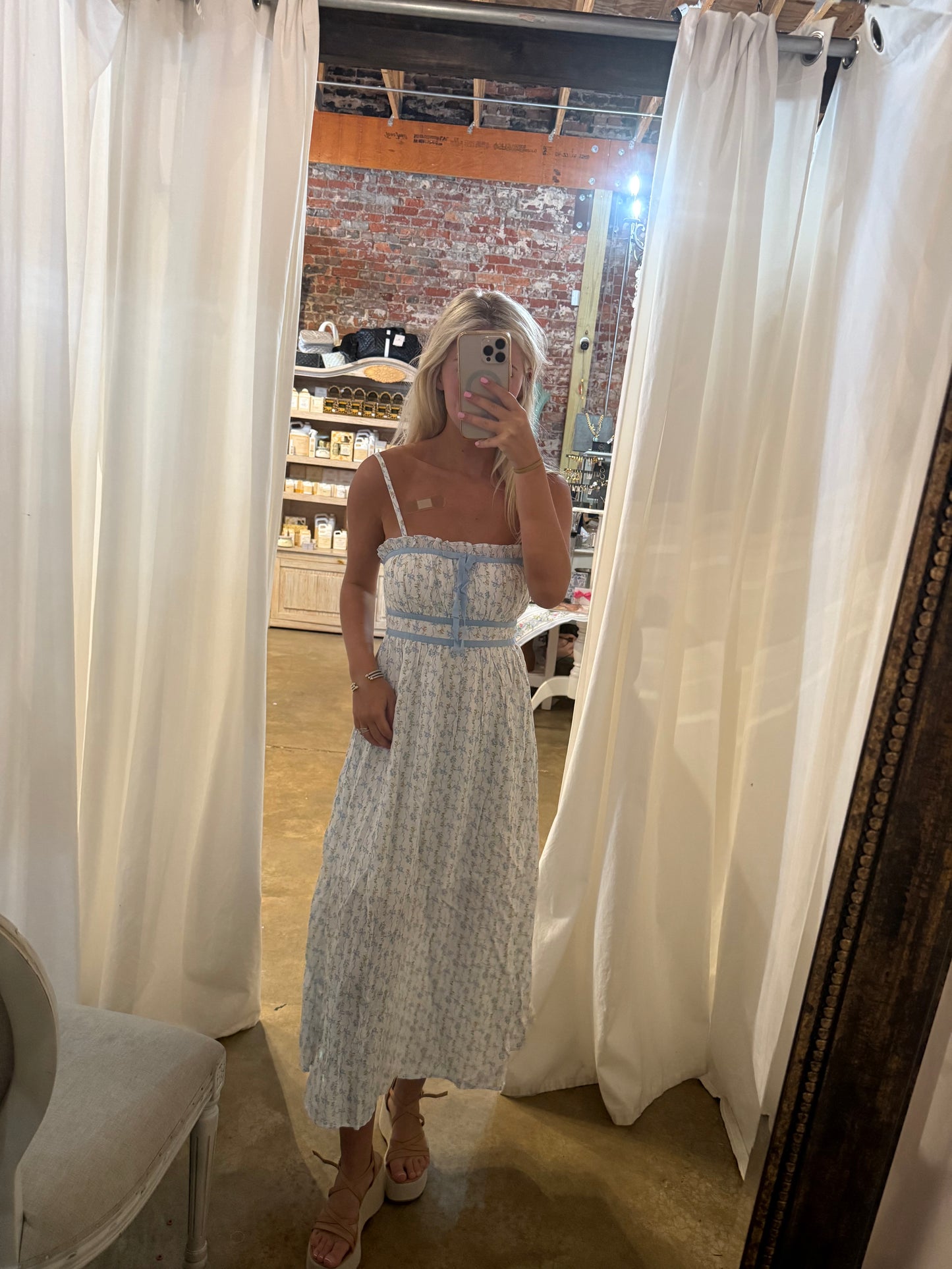 Blue Print Midi Dress