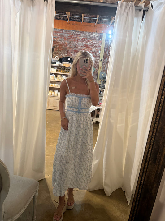 Blue Print Midi Dress