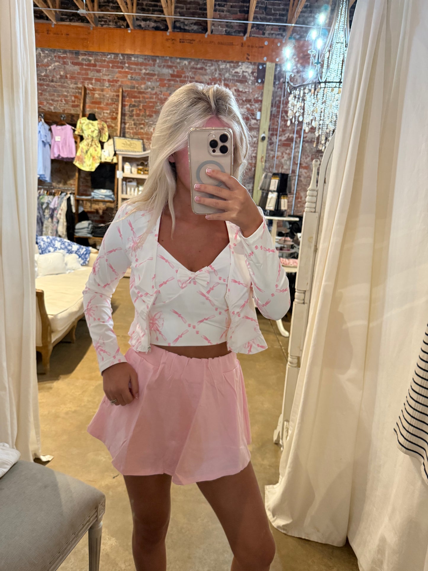 Pink and White Bow Tank