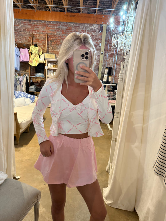 Pink and White Bow Tank