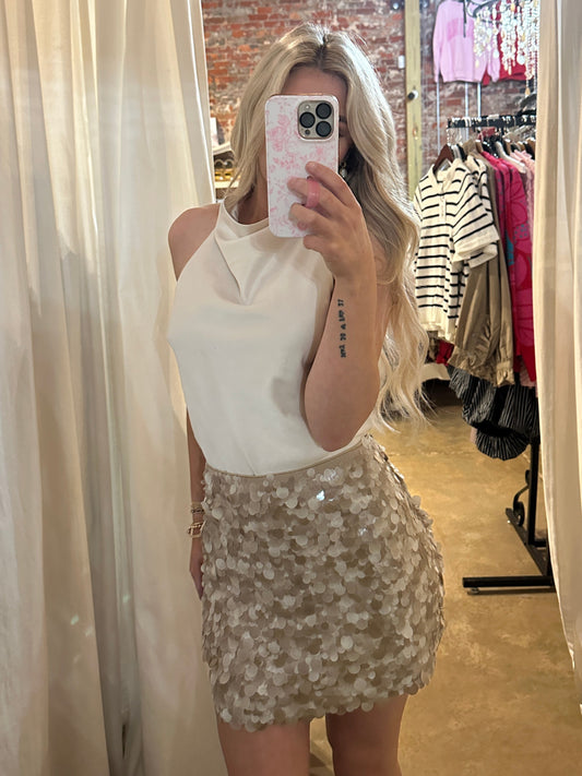 Beige Sequin Skirt