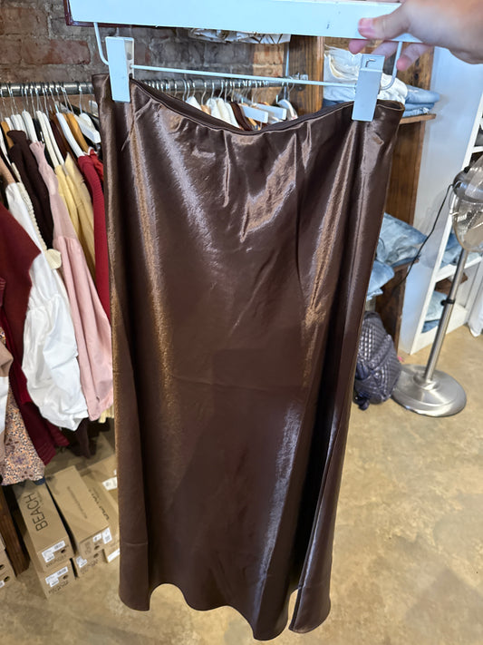 Brown Satin Skirt