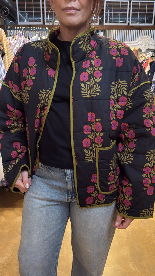 Floral Print Quilted Jacket