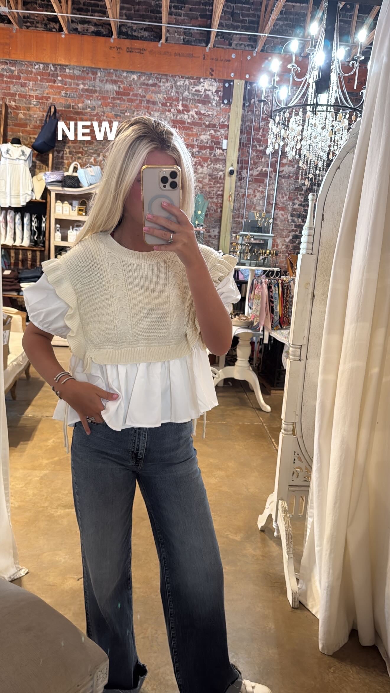 Knitted Vest Short Sleeve Blouse