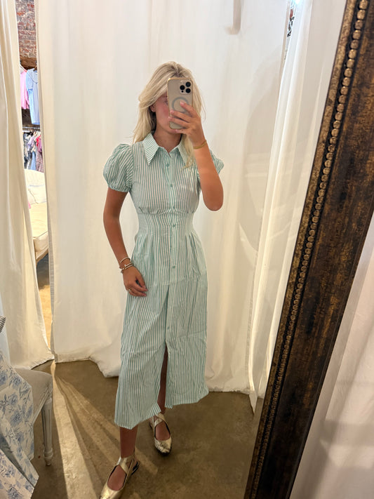 Mediterranean Stripe Button Down Dress