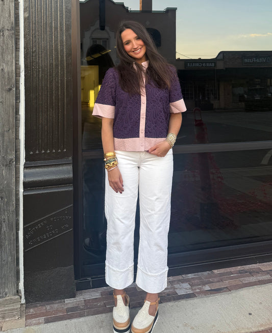 Purple Claire Flow Textured Top