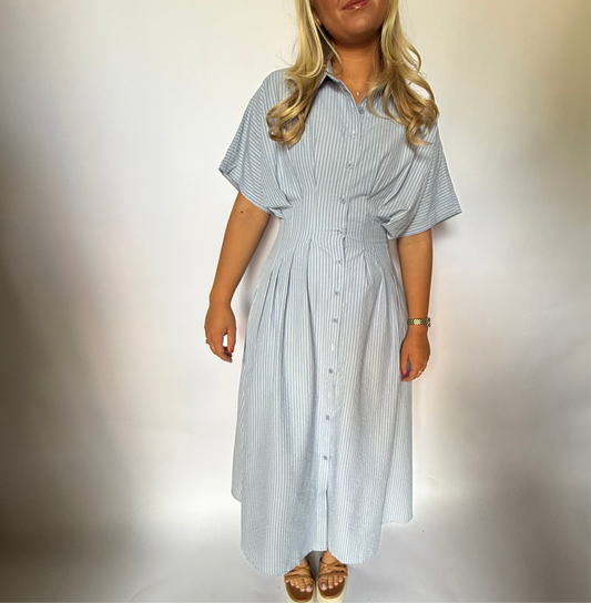 Classic Blue Pinstripe Midi