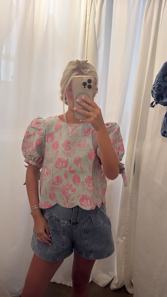 Mint Metallic Top