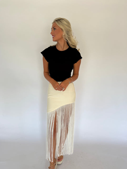 Fringe Maxi Skirt