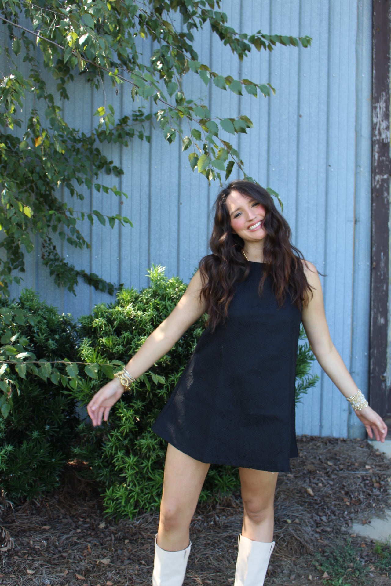 Black Printed Mini Dress