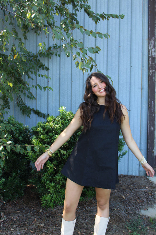 Black Printed Mini Dress