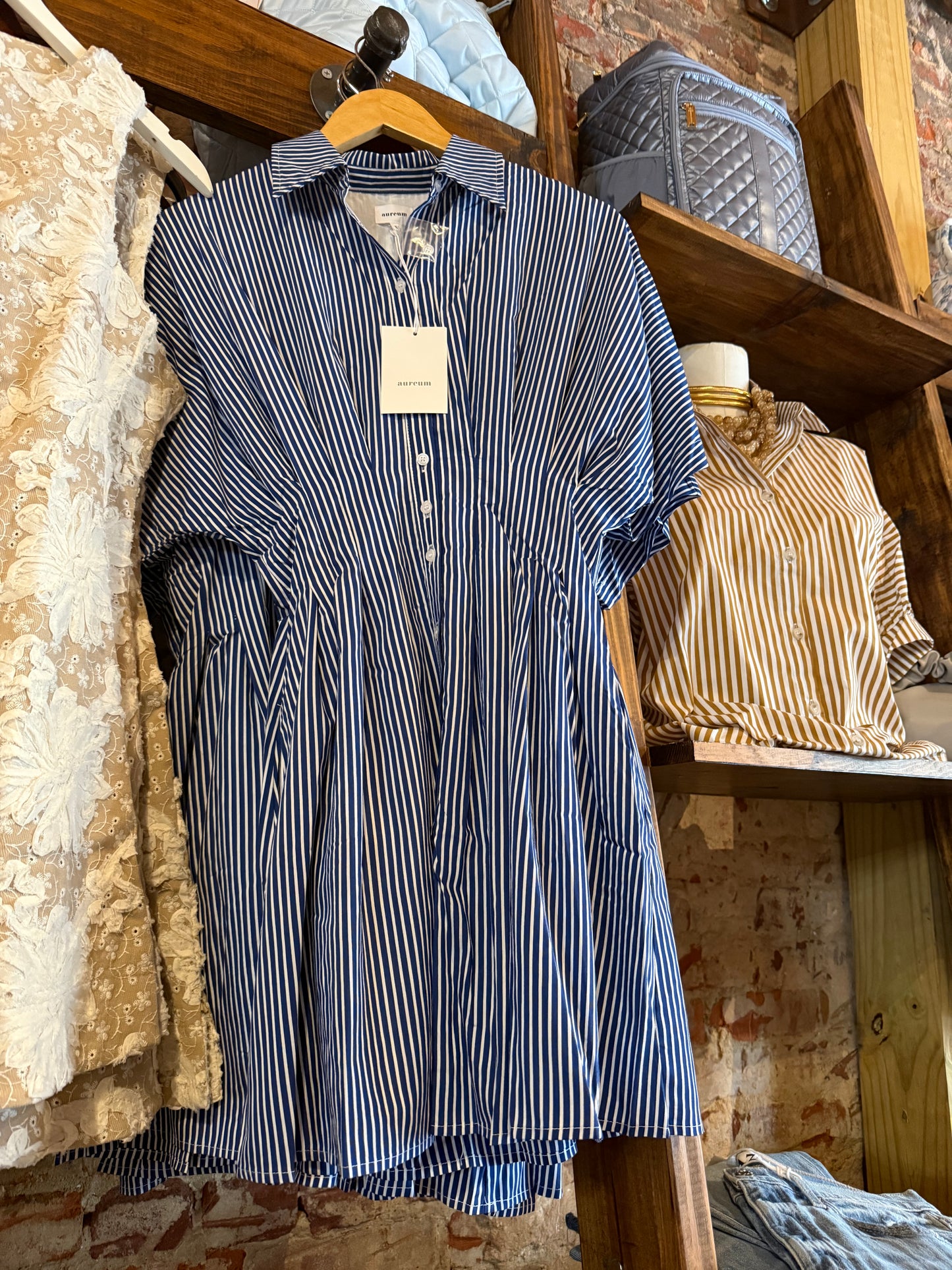 Navy and White Stripe Mini Dress