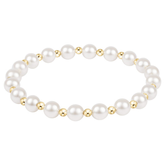 pearl grateful pattern 4mm bead bracelet - 6mm gold & pearl