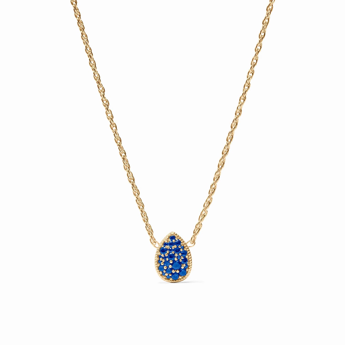 Pavé Teardrop Delicate Necklace Sapphire