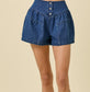 Button Front Denim Shorts