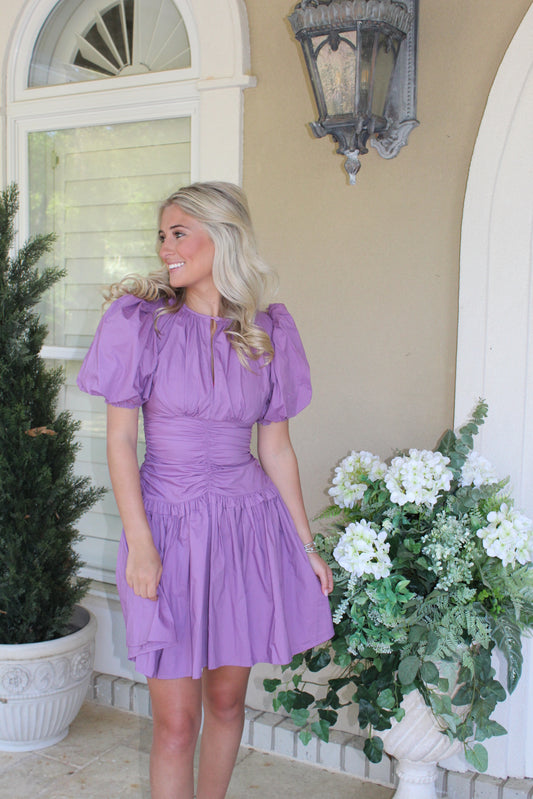 Solid Lilac Bow Poplin dress