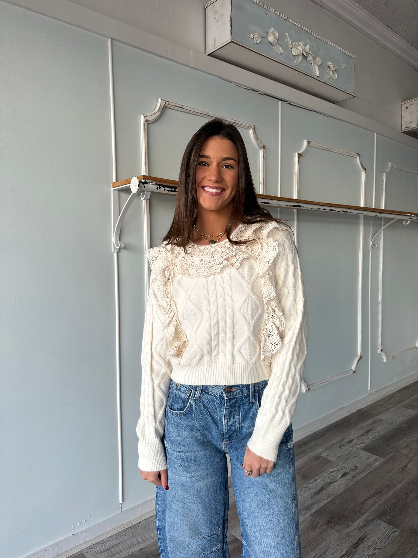 Sweater Lace Crochet Sweater Knit Top