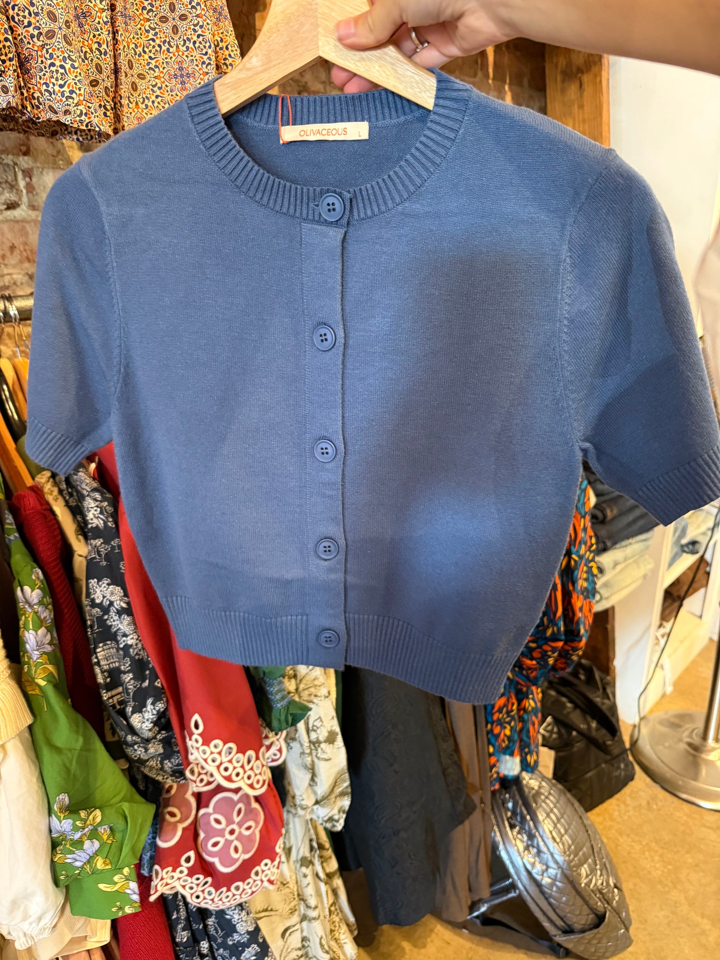 Olivia Crop Cardi Blue