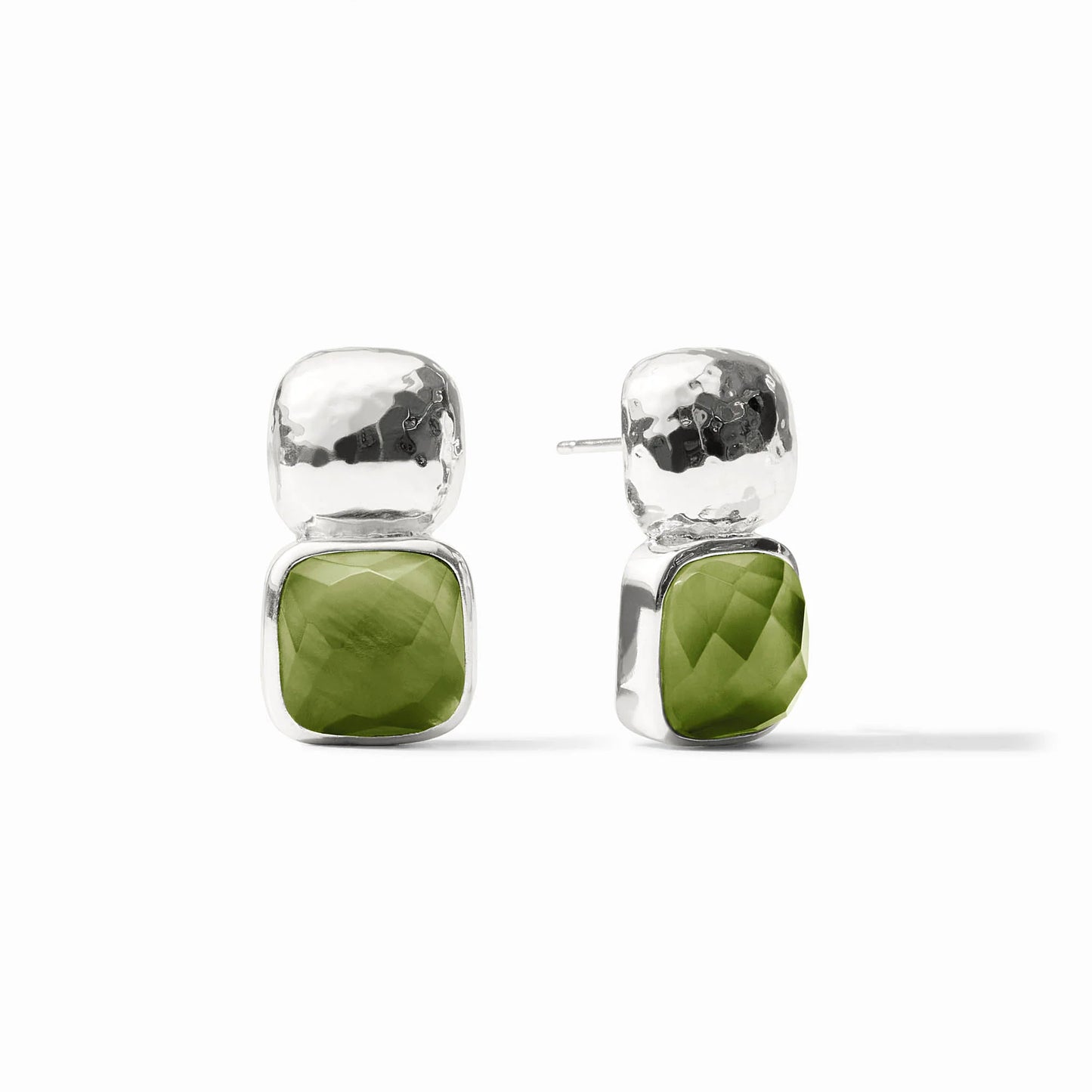 Catalina Earring - Silver Palmetto Green