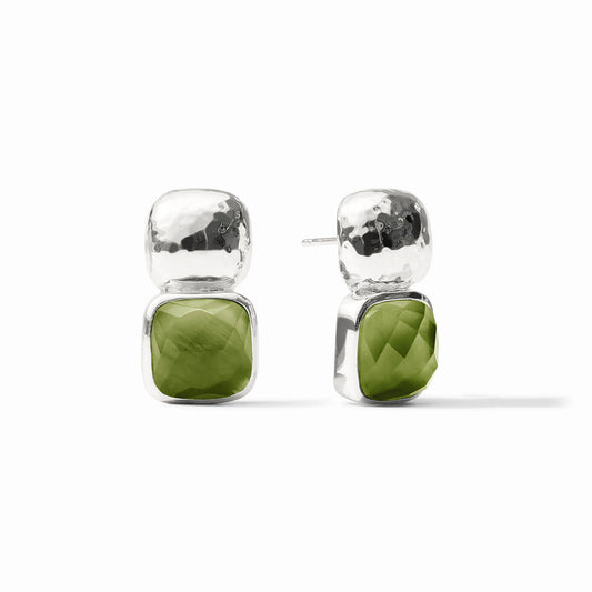 Catalina Earring - Silver Palmetto Green