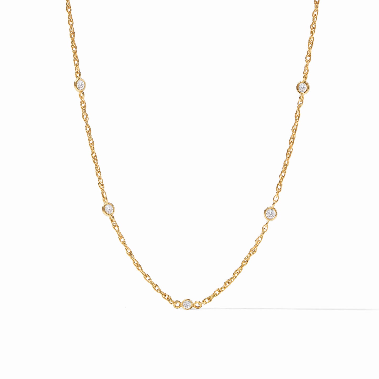 Celeste Delicate Station Necklace - Gold - Cubic