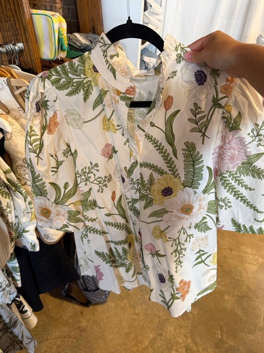 Entro Floral Cream Blouse