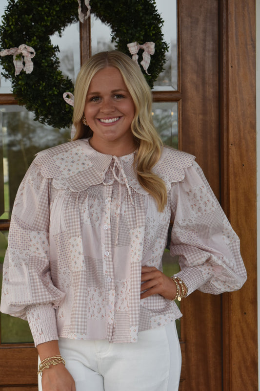 Scalloped Tile Collar Shirt