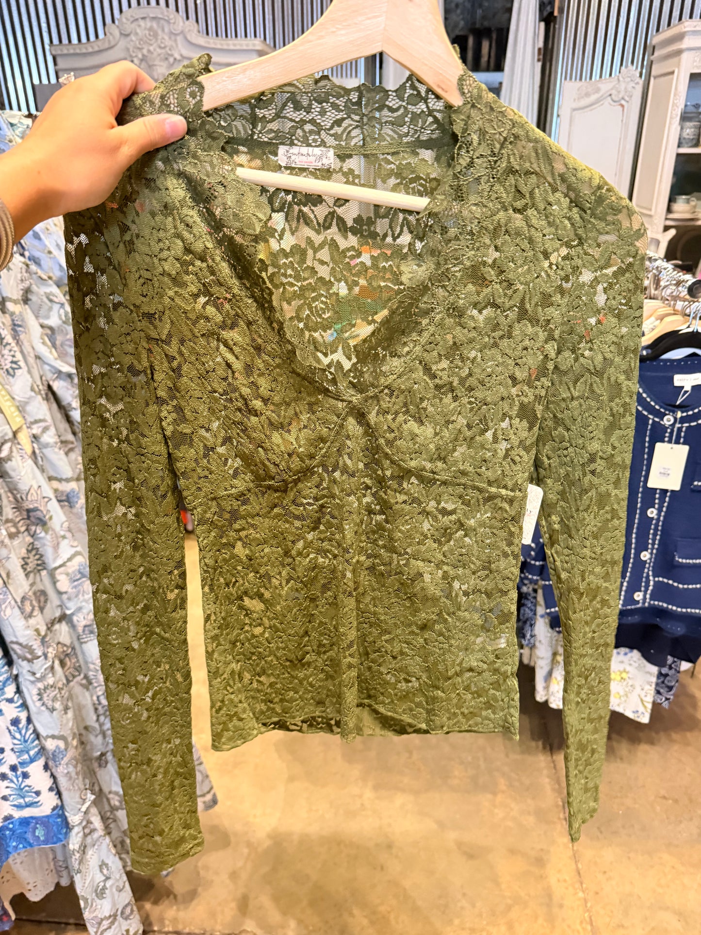 FP Guacamole Lace Long Sleeve Top