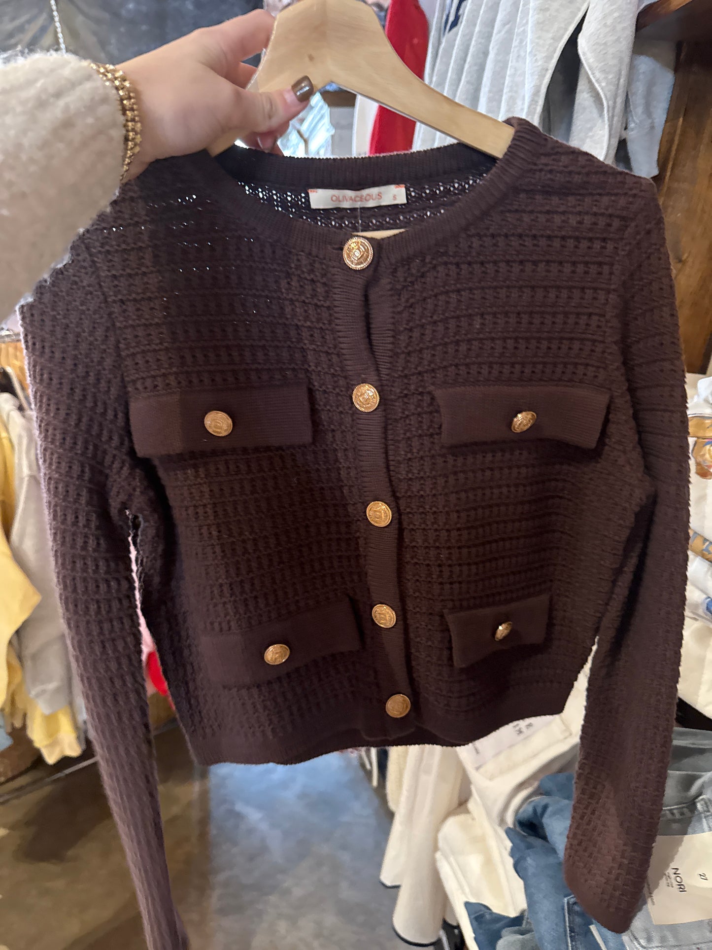 Brown and Gold Button Cardigan