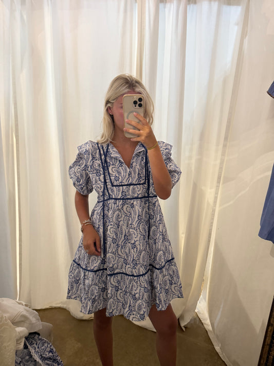 Blue Printed Dress