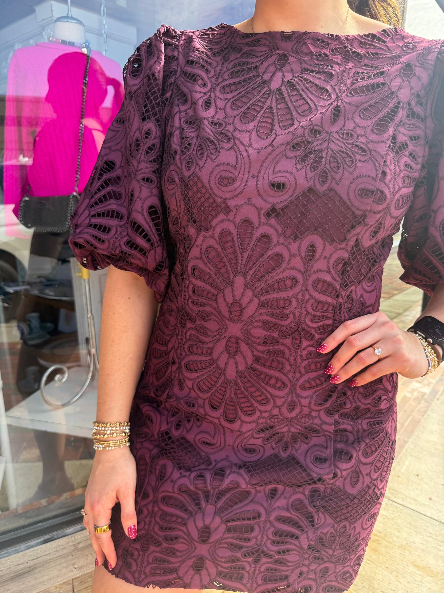 Maroon Hayden Eyelet Dress
