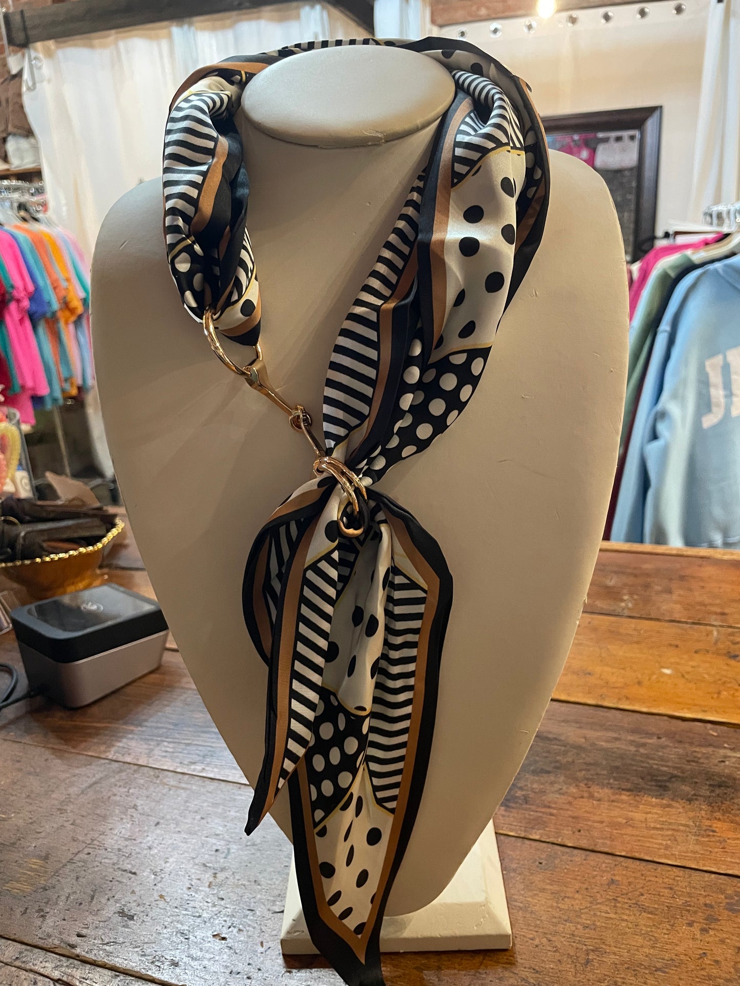 Gold Clasp Scarf